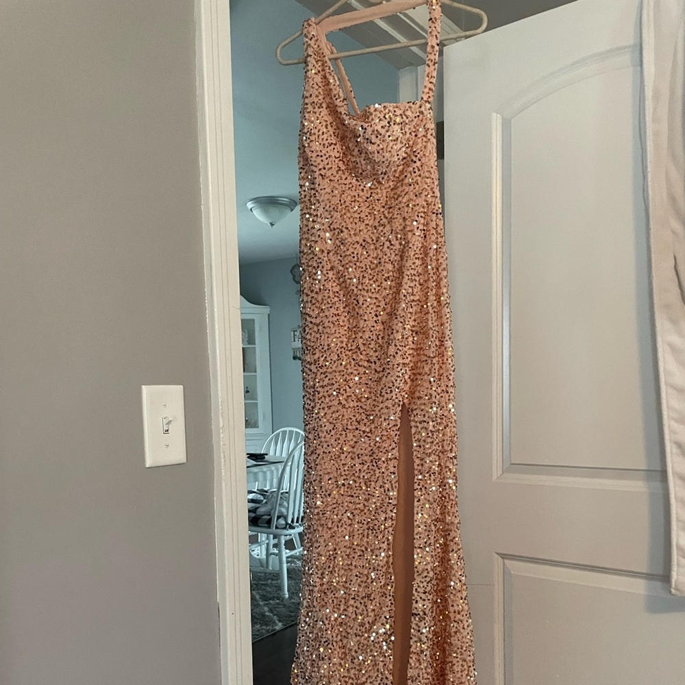 Beautiful size 10 champagne dress never been worn